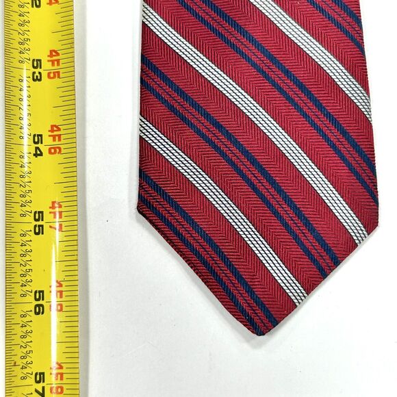 Vintage Christian Dior Neck Tie Men’s Red White Blue 90s Stripes Silk 56.5" x 3" - Picture 4 of 9